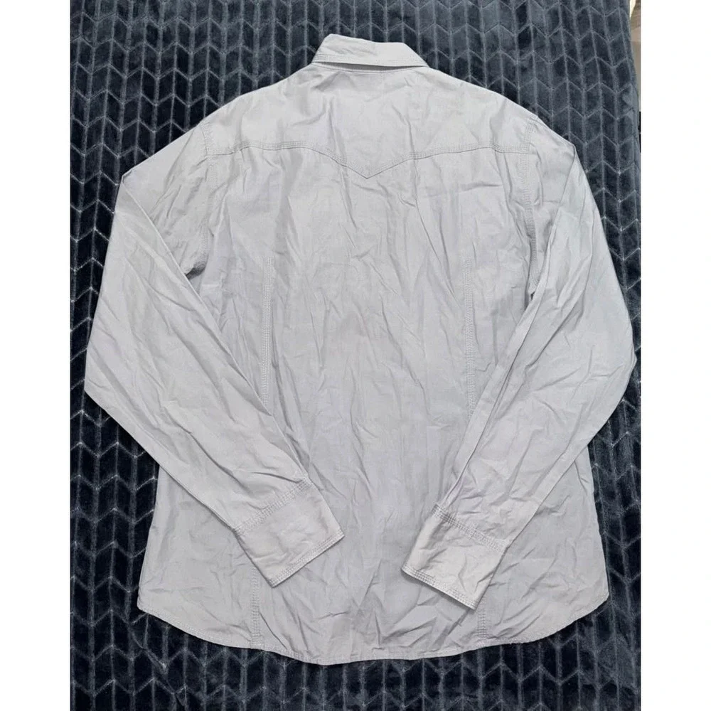 True Religion Mens Gray Pearl Snap Western Long Sleeve Shirt Pockets Sz 3XL